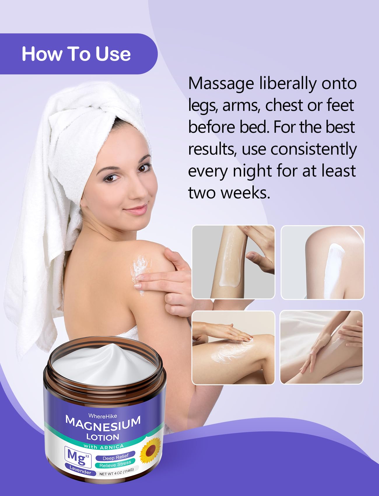 STILIP Magnesium Lotion with Arnica deeply hydrates dry skin after activity.
