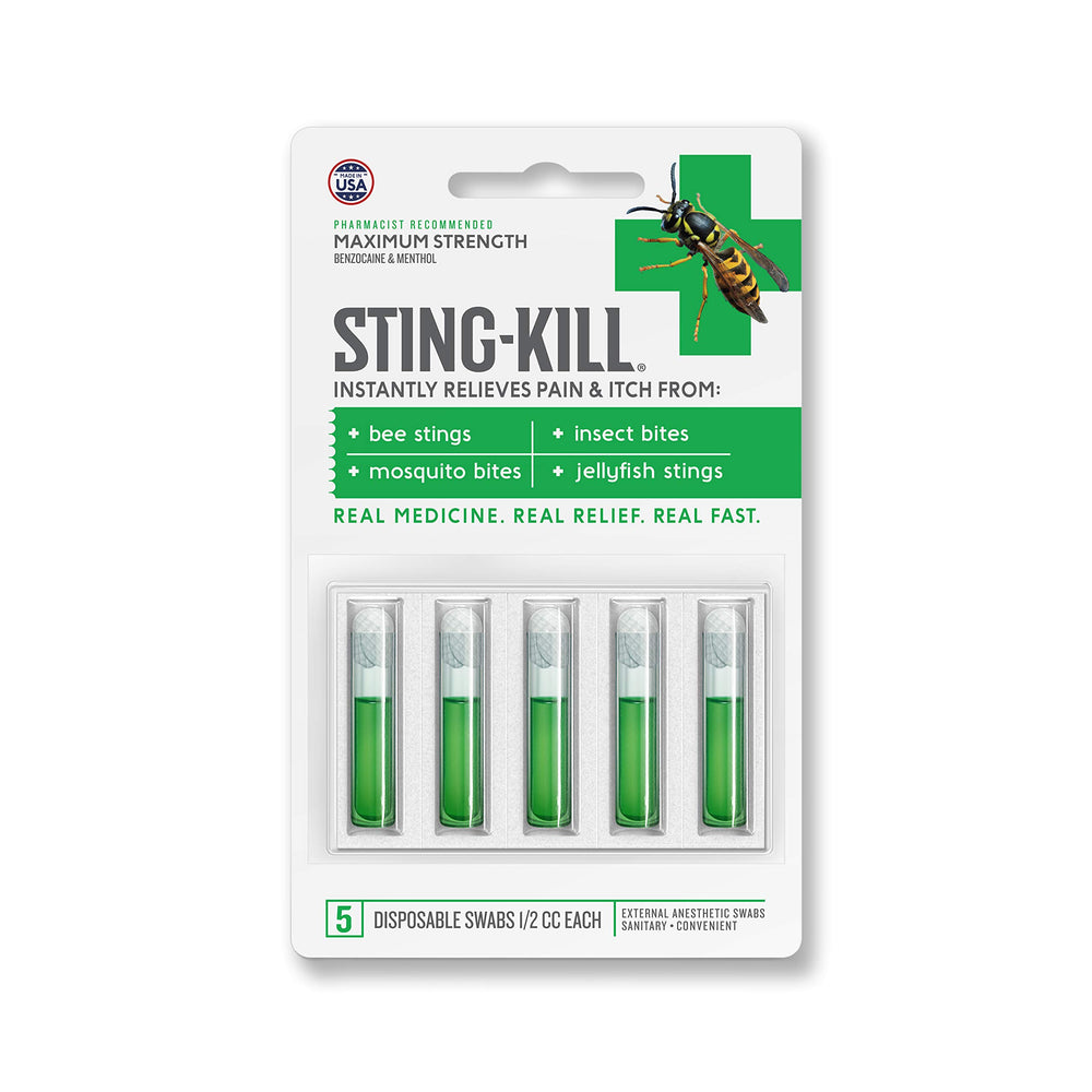 Sting-Kill 5-count pack displayed for on-the-go use.