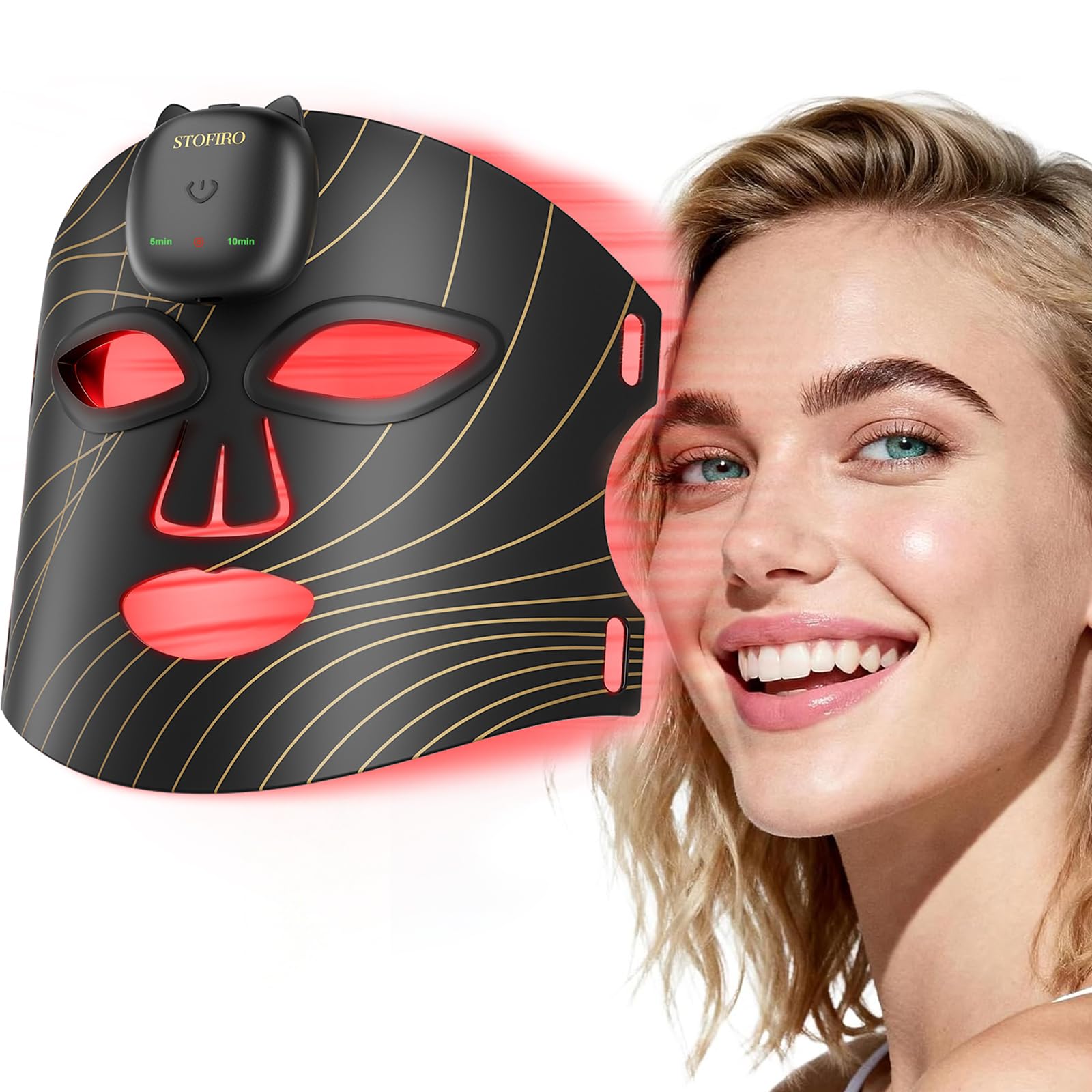 Stofiro red-light mask with 850nm for at-home facial rejuvenation sessions.