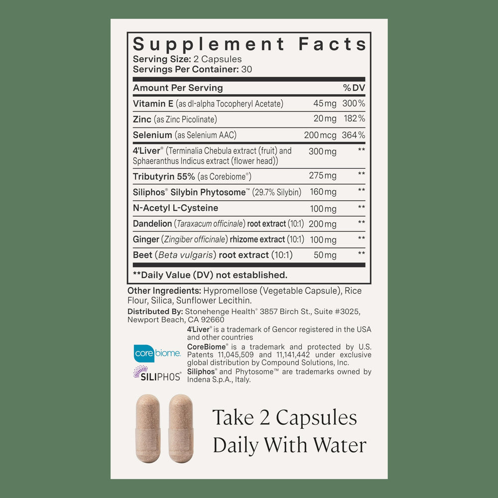 Stonehenge Health Dynamic Liver ingredients milk thistle focus for antioxidant support