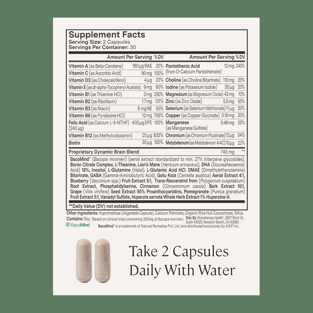 Two-capsules-per-serving depiction connects with serving guidance for steady support.