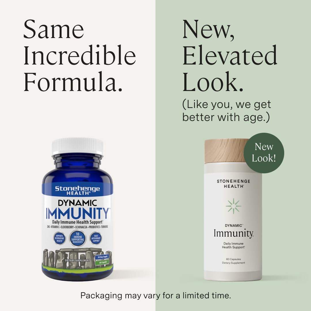 Stonehenge Health Dynamic Immunity capsules close-up showing 10-in-1 blend