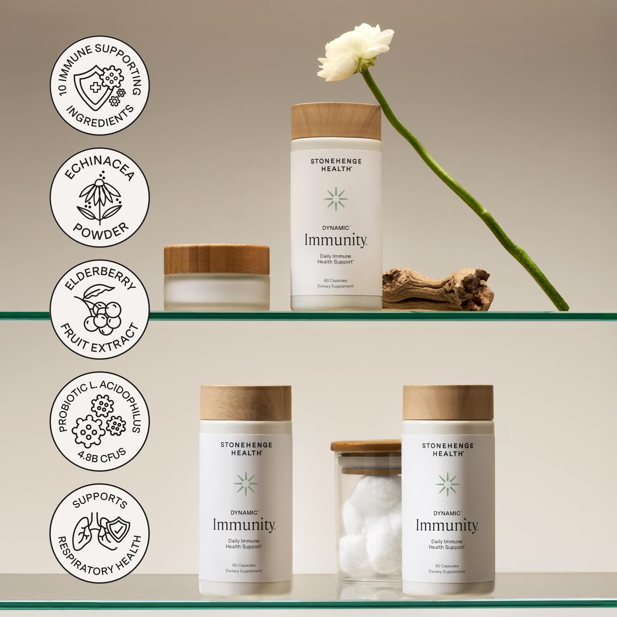 Stonehenge Health Dynamic Immunity two capsules per serving visual for daily use