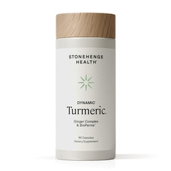 Stonehenge Health Dynamic Turmeric Curcumin bottle shows high-potency daily wellness.