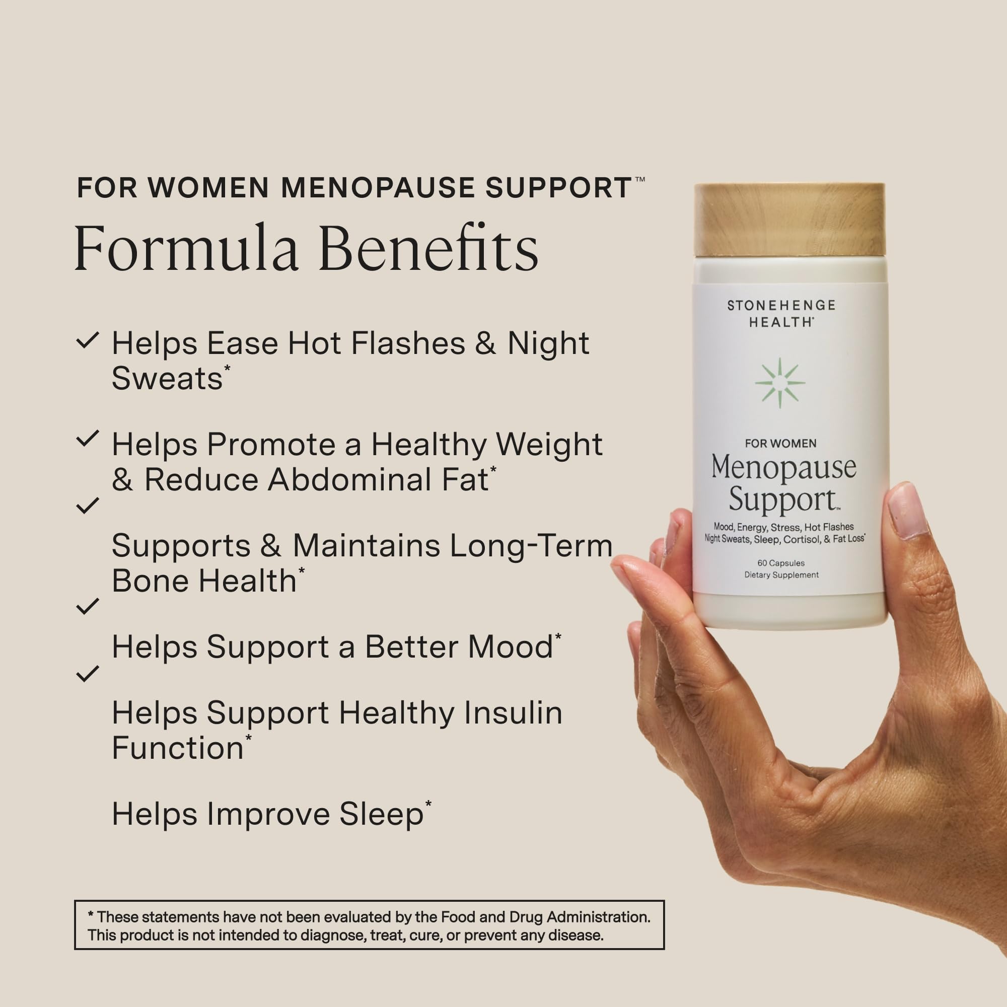 Stonehenge Health KSM-66 ashwagandha extract capsules promoting calm focus.
