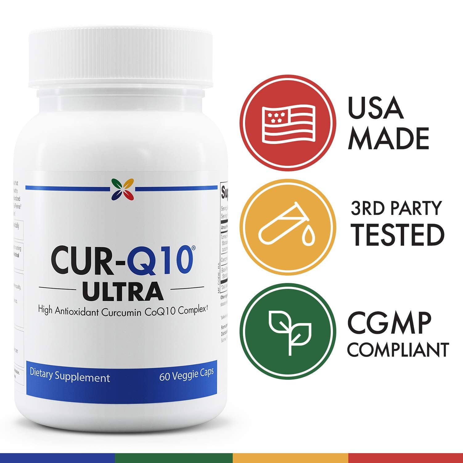 Stop Aging Now CUR-Q10 Ultra Complex capsules pour, easy daily intake.