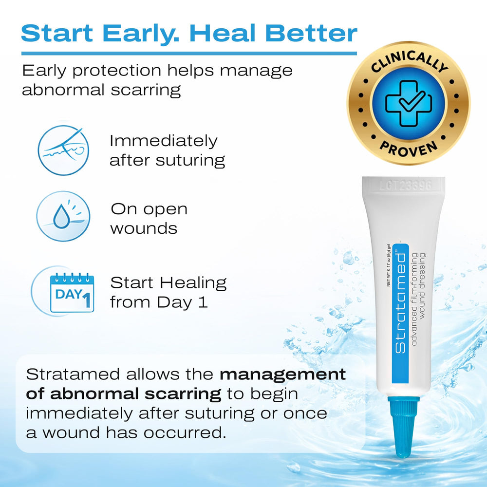 Stratamed post-procedure care for tattooing shields healing skin.