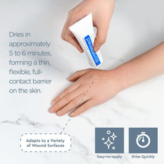 Stratamed self-drying gel formulation creates a durable film over skin.