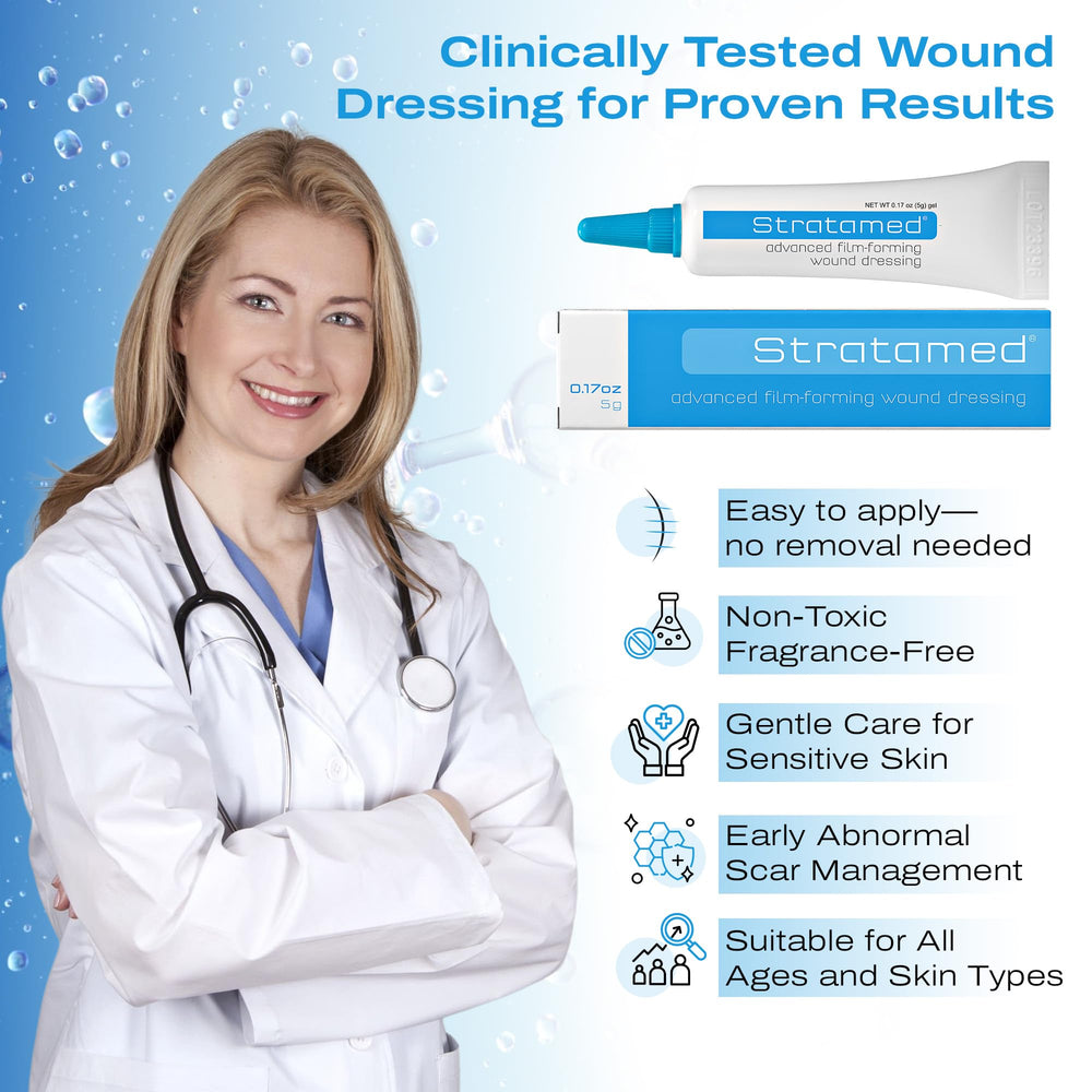 Stratamed skin barrier for daily injuries helps comfortable healing.