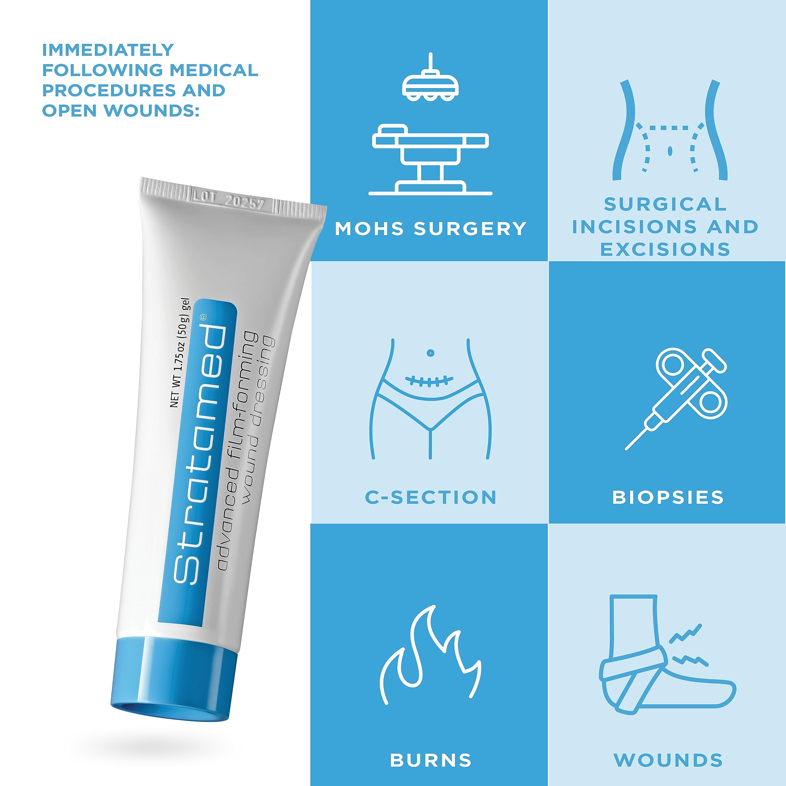 Stratamed transparent dressing for wounds remains discreet on the skin.