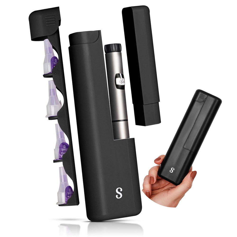 STRAWBERRY AND CO insulin cooler case built-in sharps dispenser keeps needles organized on the go