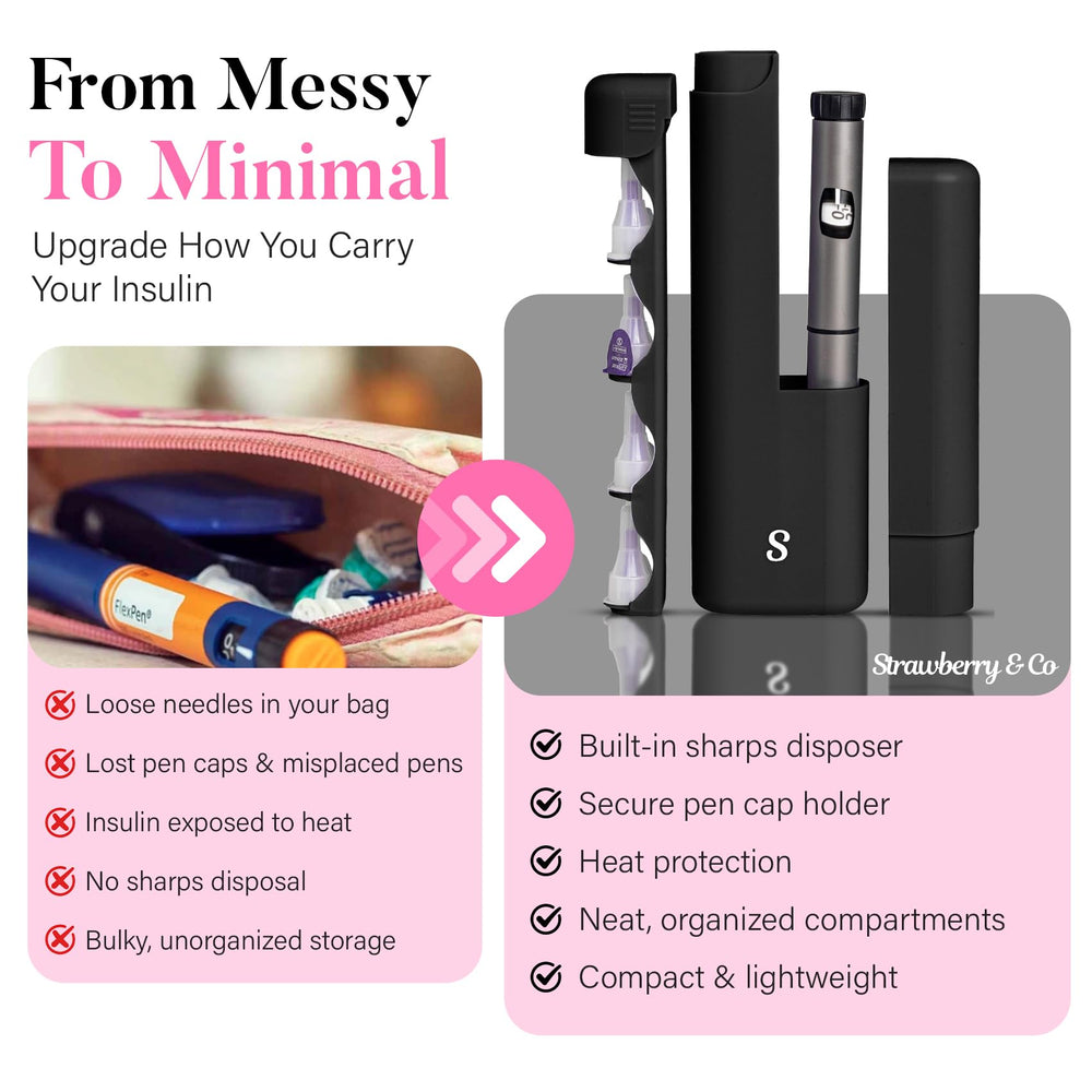STRAWBERRY AND CO compact portable insulin cooler case fits in bags and purses
