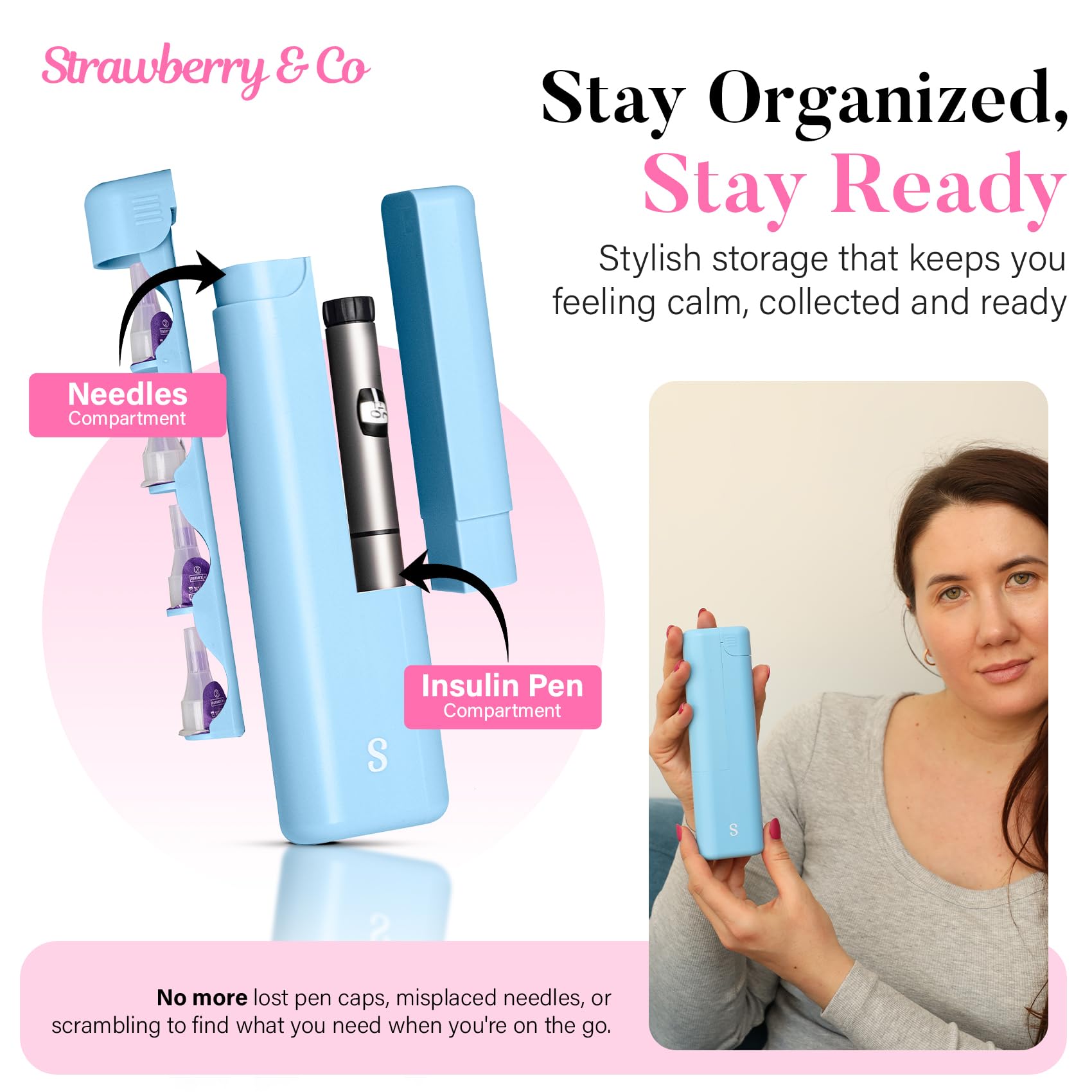 STRAWBERRY & CO built-in sharps dispenser enabling safe disposal.