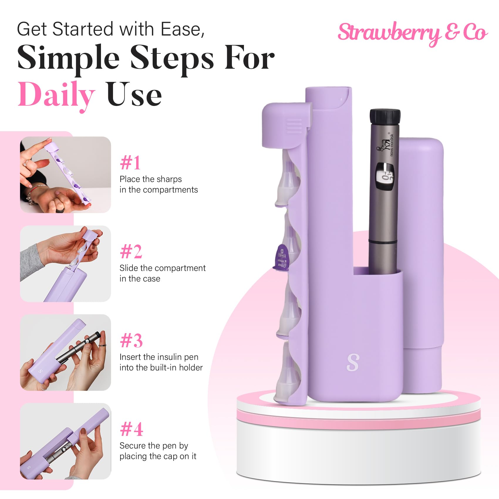 STRAWBERRY & CO dedicated pockets for accessories and needles