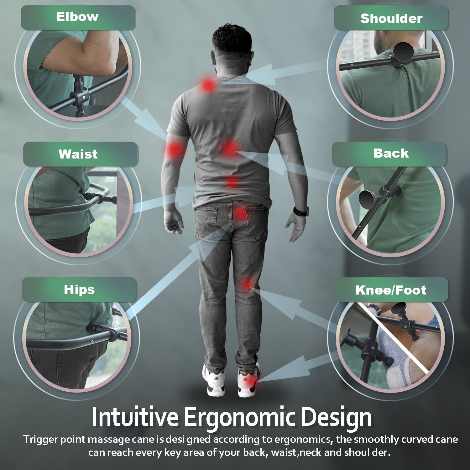 Strict Trigger Point Massage Cane for feet soothing tense areas with focused pressure.