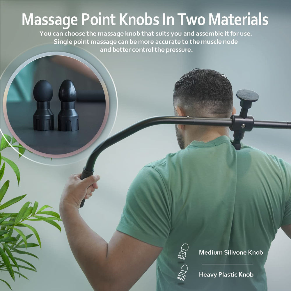 Strict Trigger Point Massage Cane used on neck with ergonomic grip and precise pressure.