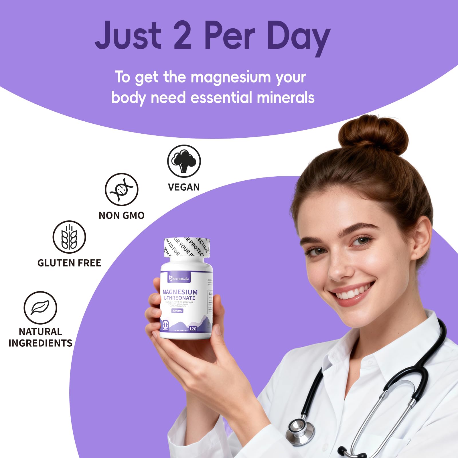 Strmuscle magnesium L-threonate capsules beside notebook for mental clarity