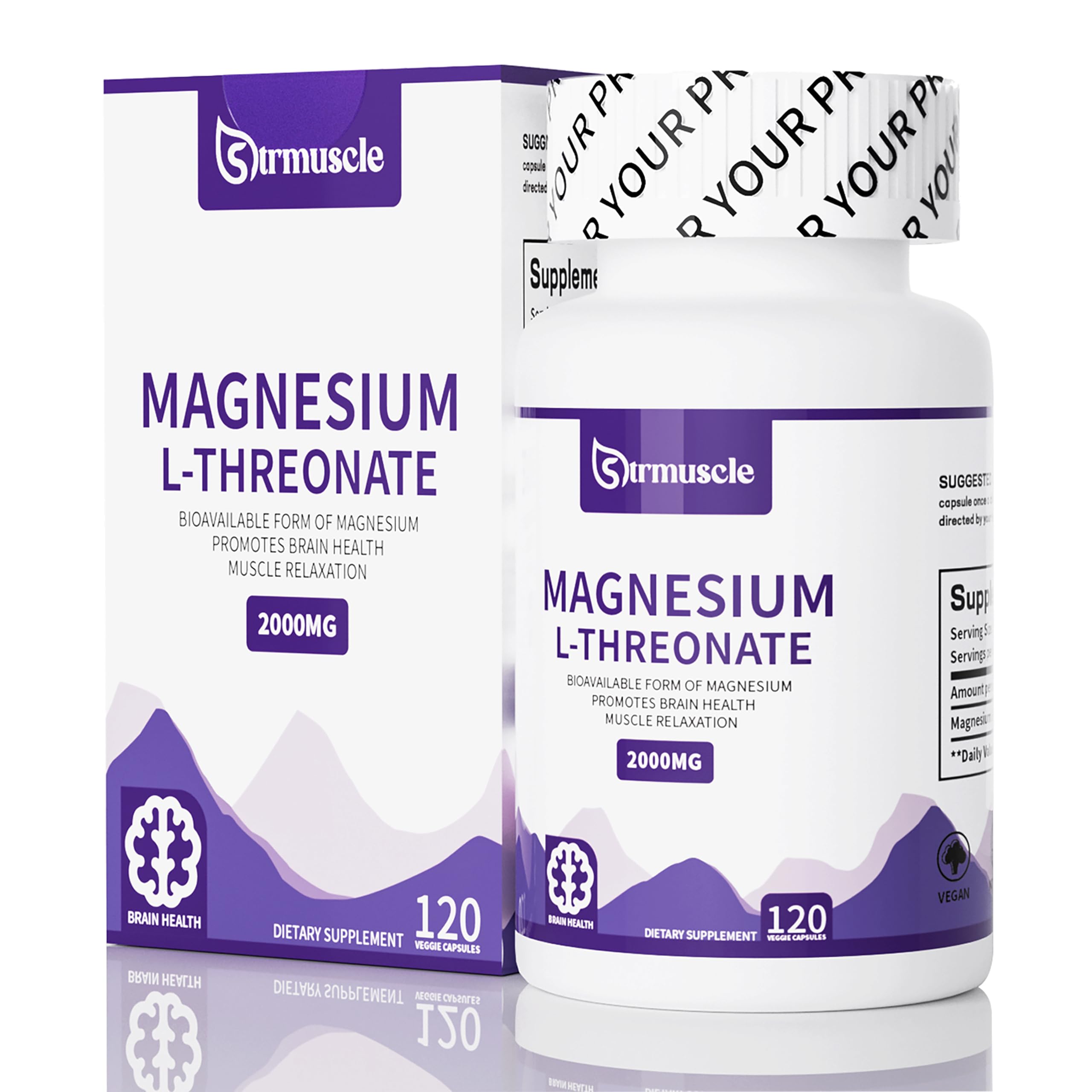 Strmuscle magnesium L-threonate bottle for nightly relaxation support