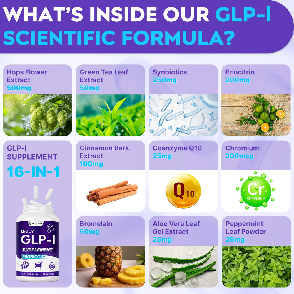Strongueur GLP-l hops and eriocitrin component supporting energy and stomach comfort.