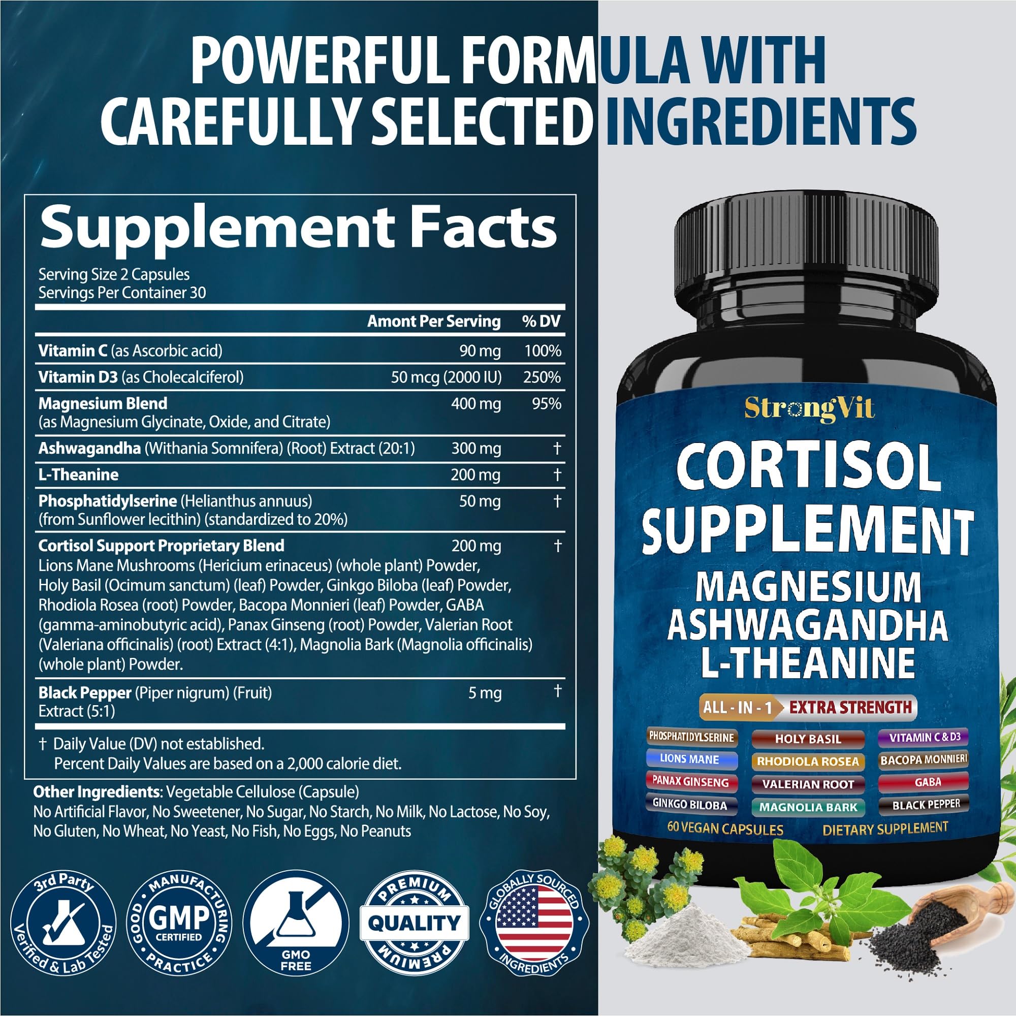 StrongVit cortisol bottle on nightstand as part of nightly routine
