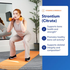 Strontium citrate bottle pour view for easy daily dosing.