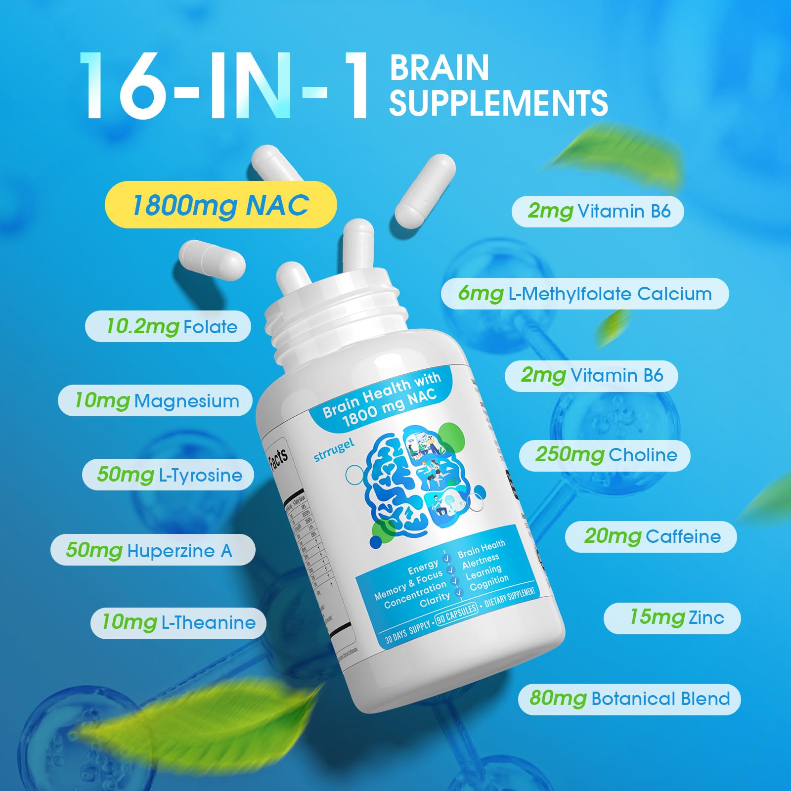 Strrugel NAC CDP-Choline capsules for convenient daily use.