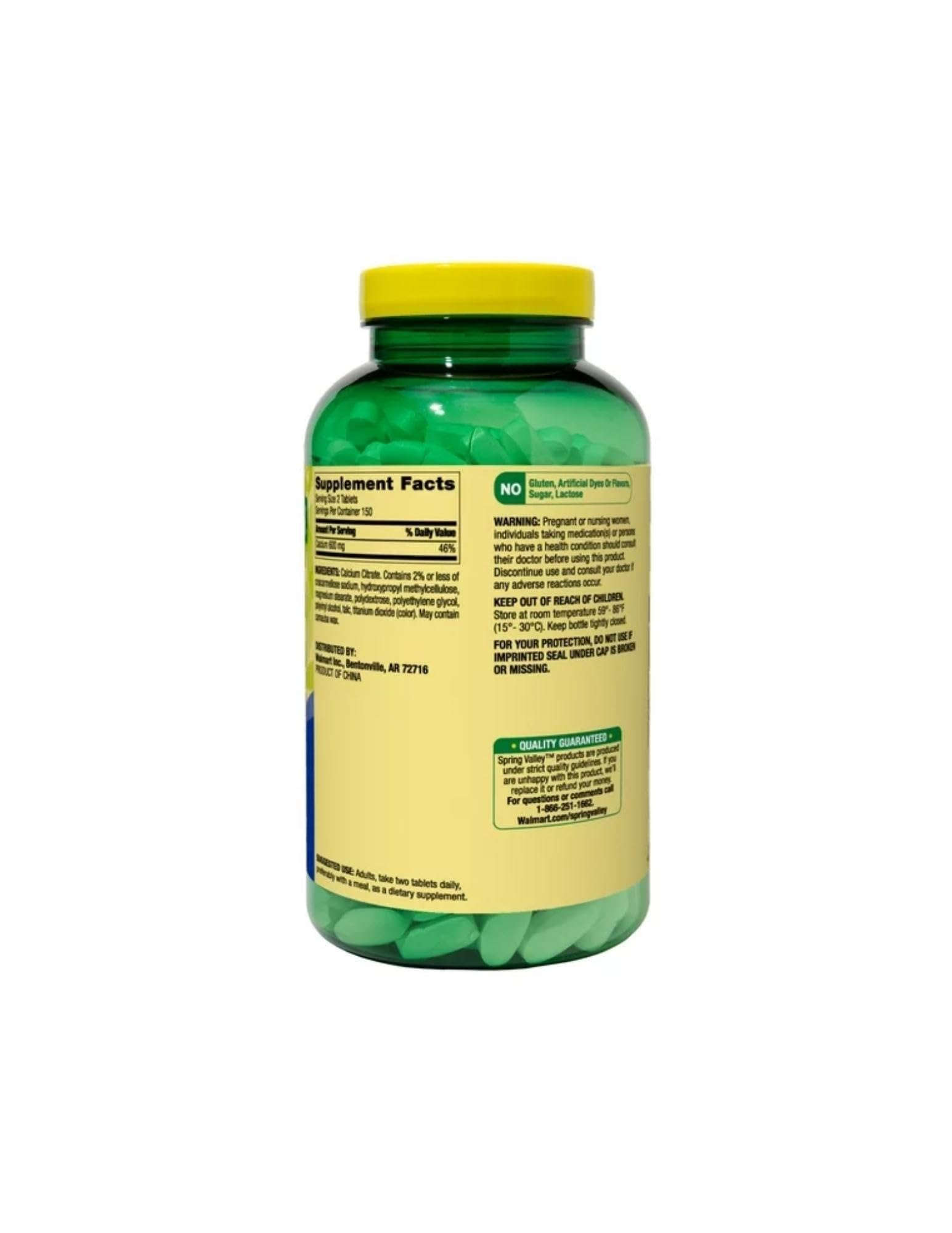 STS Home calcium citrate gluten-free label on bottle