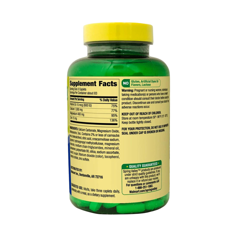 STS Home Calcium Magnesium Zinc tablets pack emphasizing a three-per-day serving.