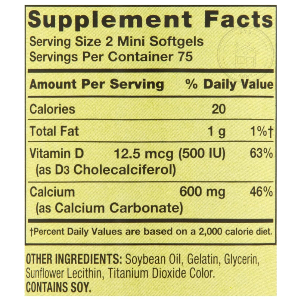 Packaging for STS Home Spring Valley Calcium D3 with label
