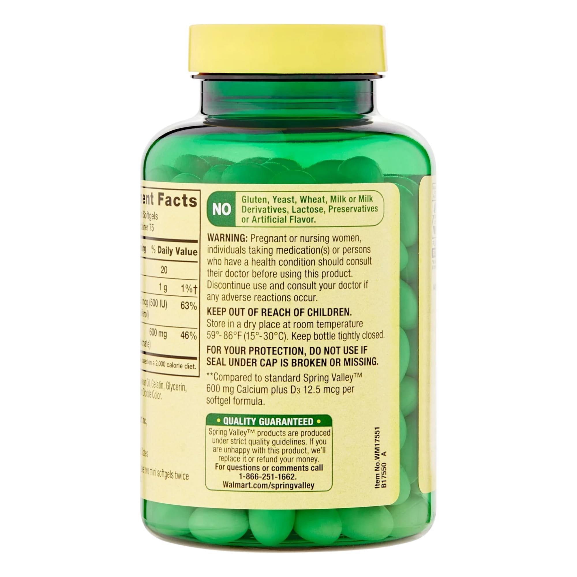 STS Home Spring Valley Calcium D3 bottle with glass of water illustrating daily intake
