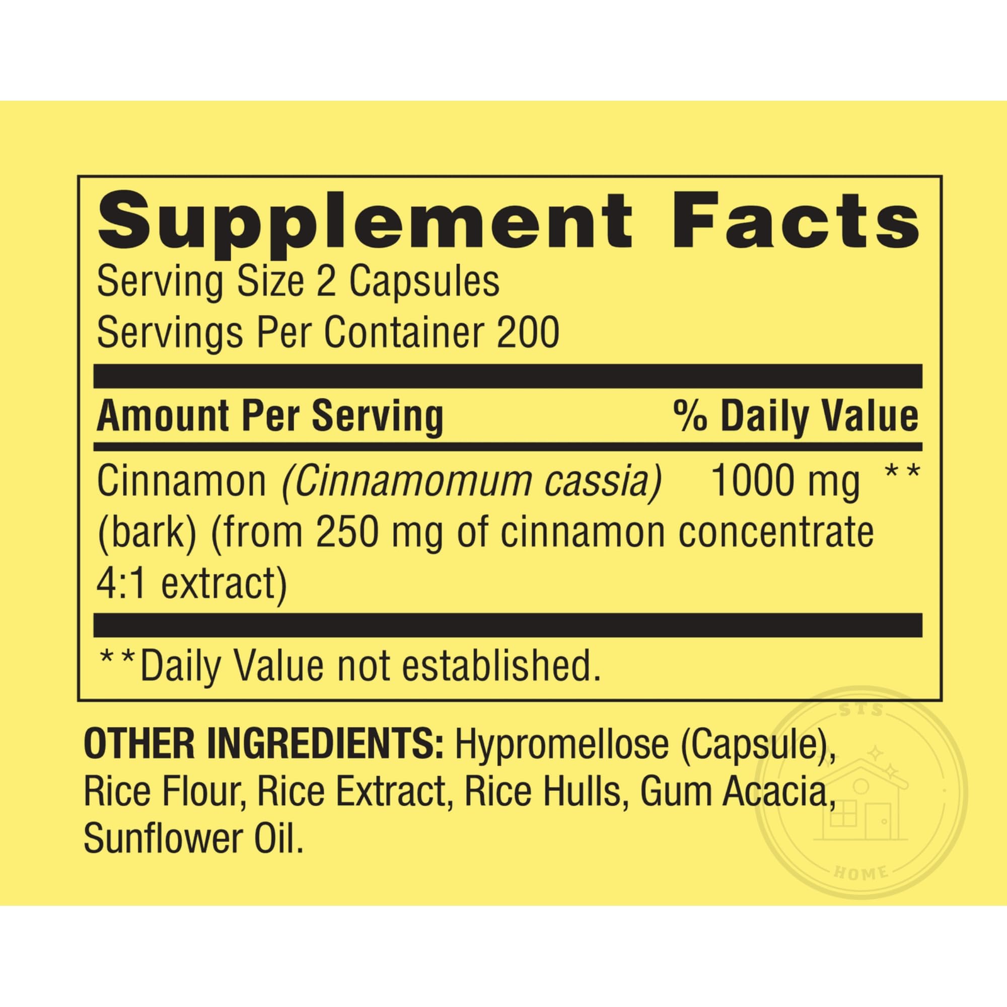 STS Home Cinnamon capsules arranged for easy daily intake.