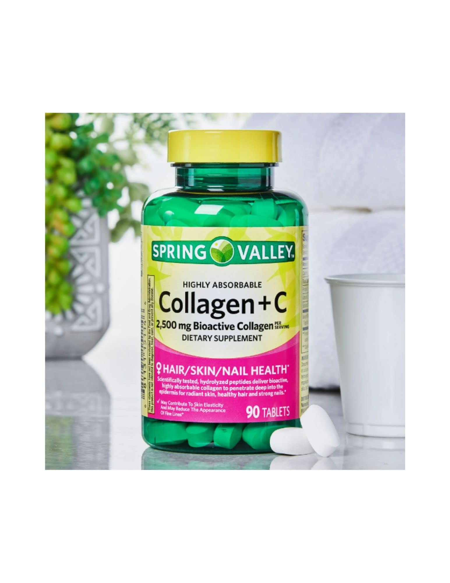 STS Home Spring Valley collagen label highlights gluten-free, sugar-free, and no artificial dyes.