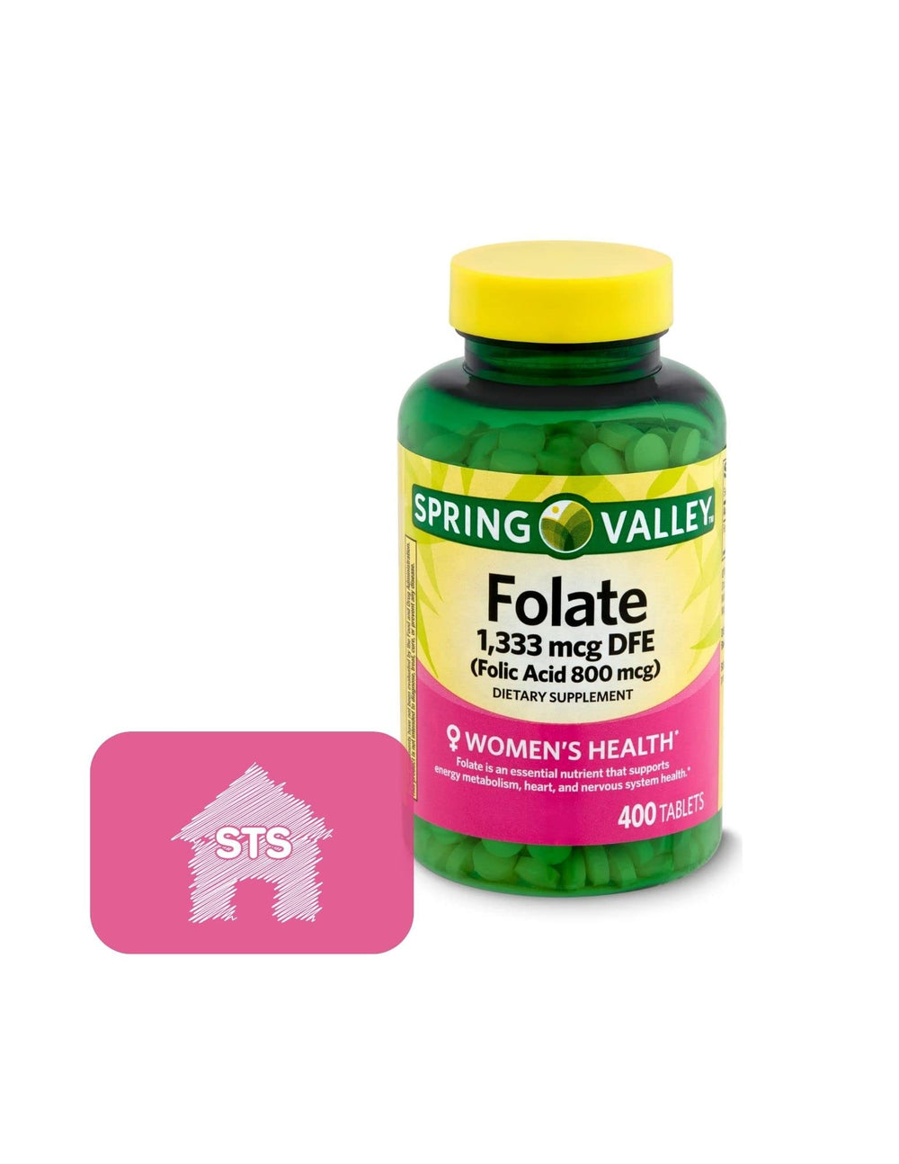 STS Home Spring Valley Folate bottle showcases daily supplement for consistent nutrition.
