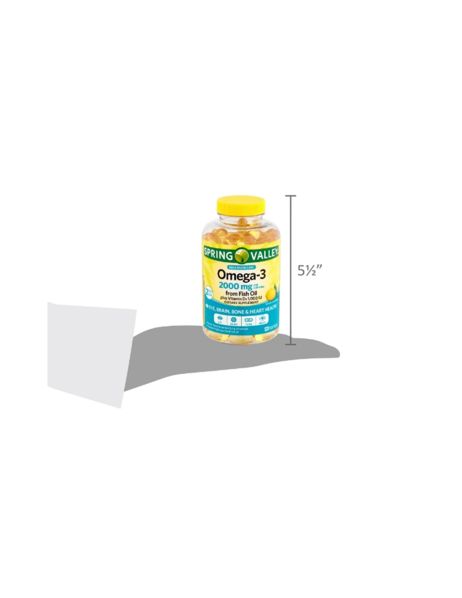 Lemon-flavored Spring Valley Omega-3 softgels ready for easy daily dosing.