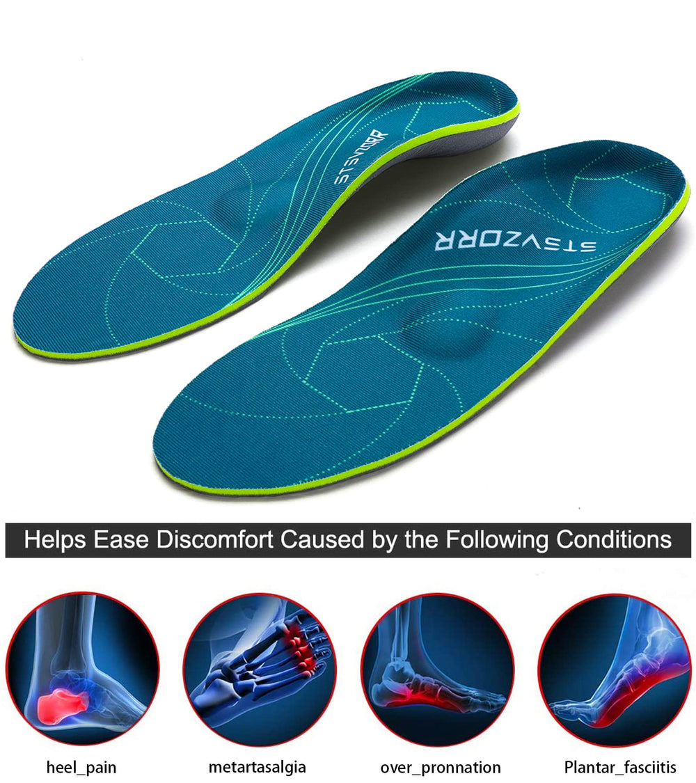 STSVZORR insole deep heel cup supports proper alignment during activity.