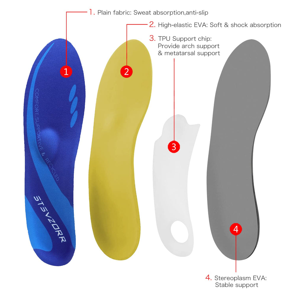 STSVZORR moisture-wicking top layer keeps feet cool and dry.