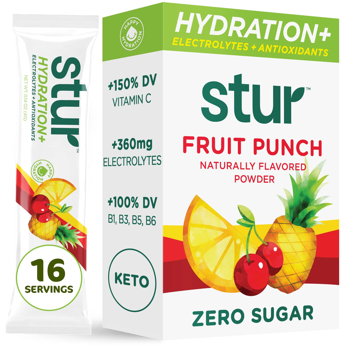 Stur electrolyte bottle with Fruit Punch flavor for fast hydration