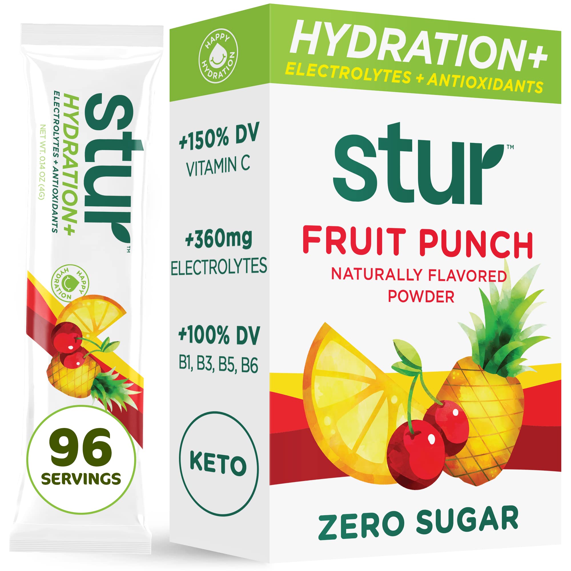 Stur Electrolytes packets front view for quick hydration on the go