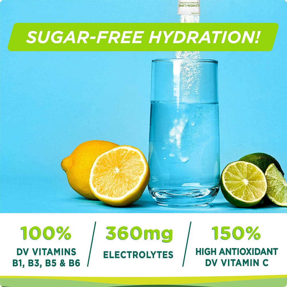 Glass with prepared Stur Lemon Lime drink after workout shows refreshing hydration.