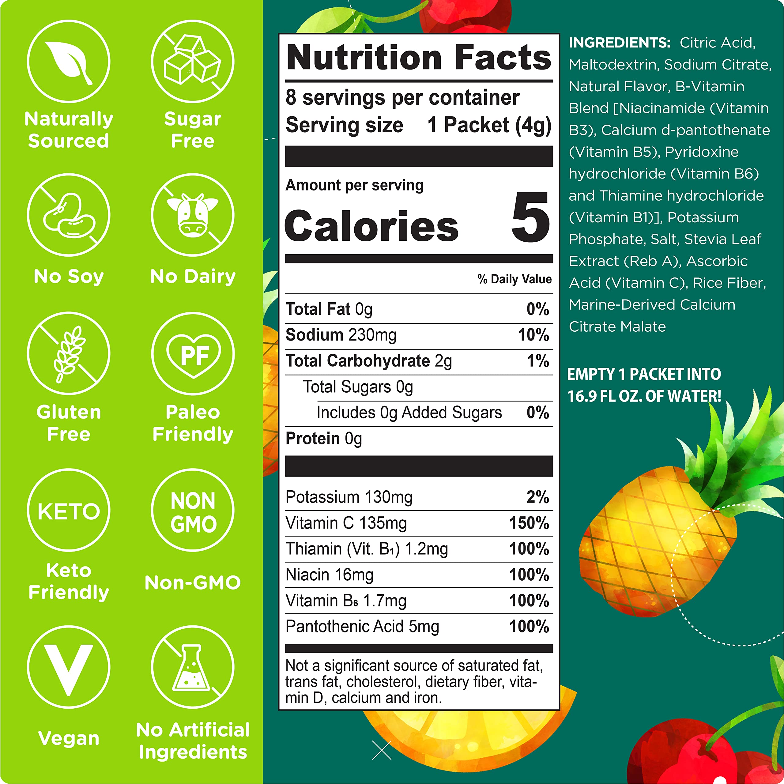Stur vegan keto paleo friendly packaging emphasizes daily hydration