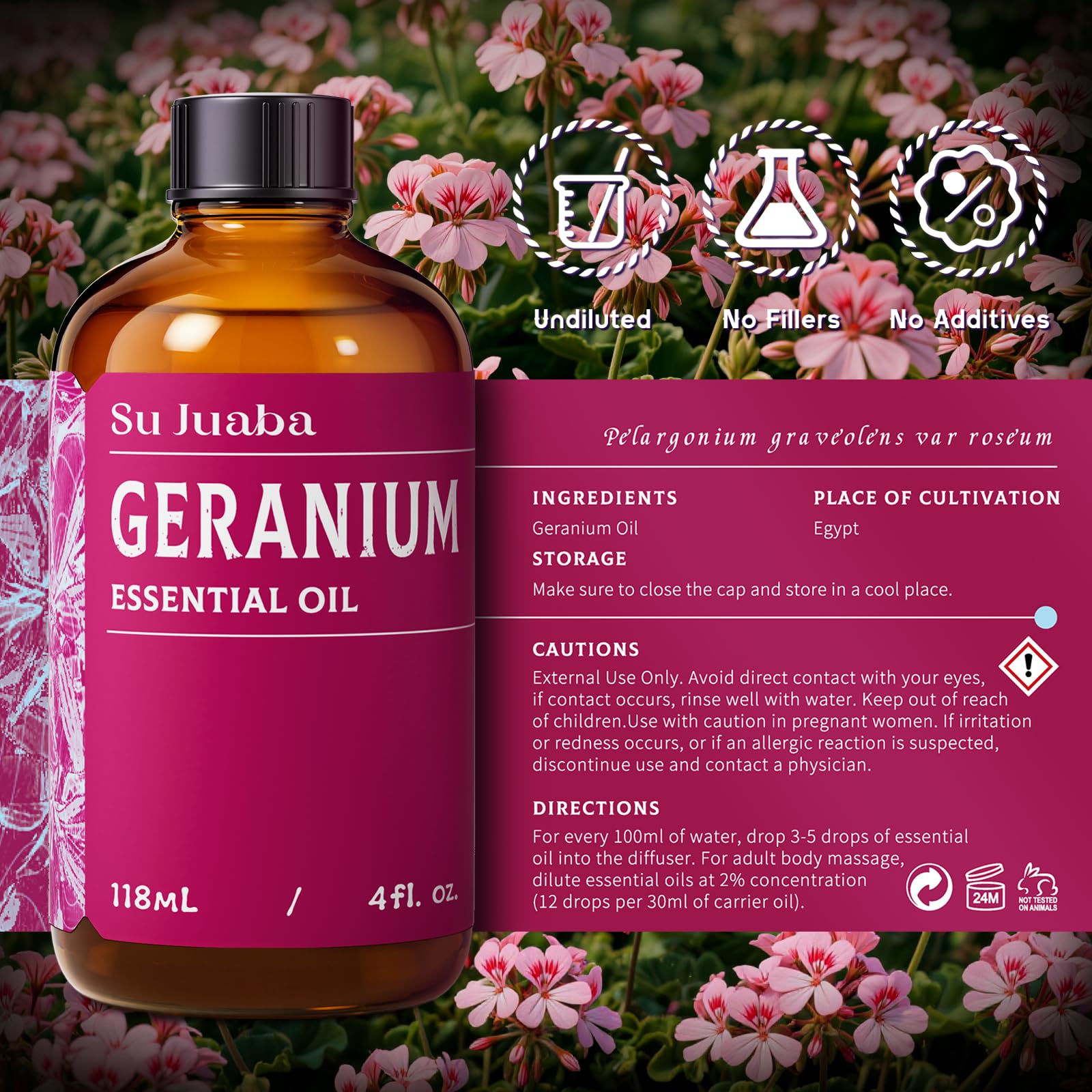 SU JUABA aroma de geranio para bienestar en casa.