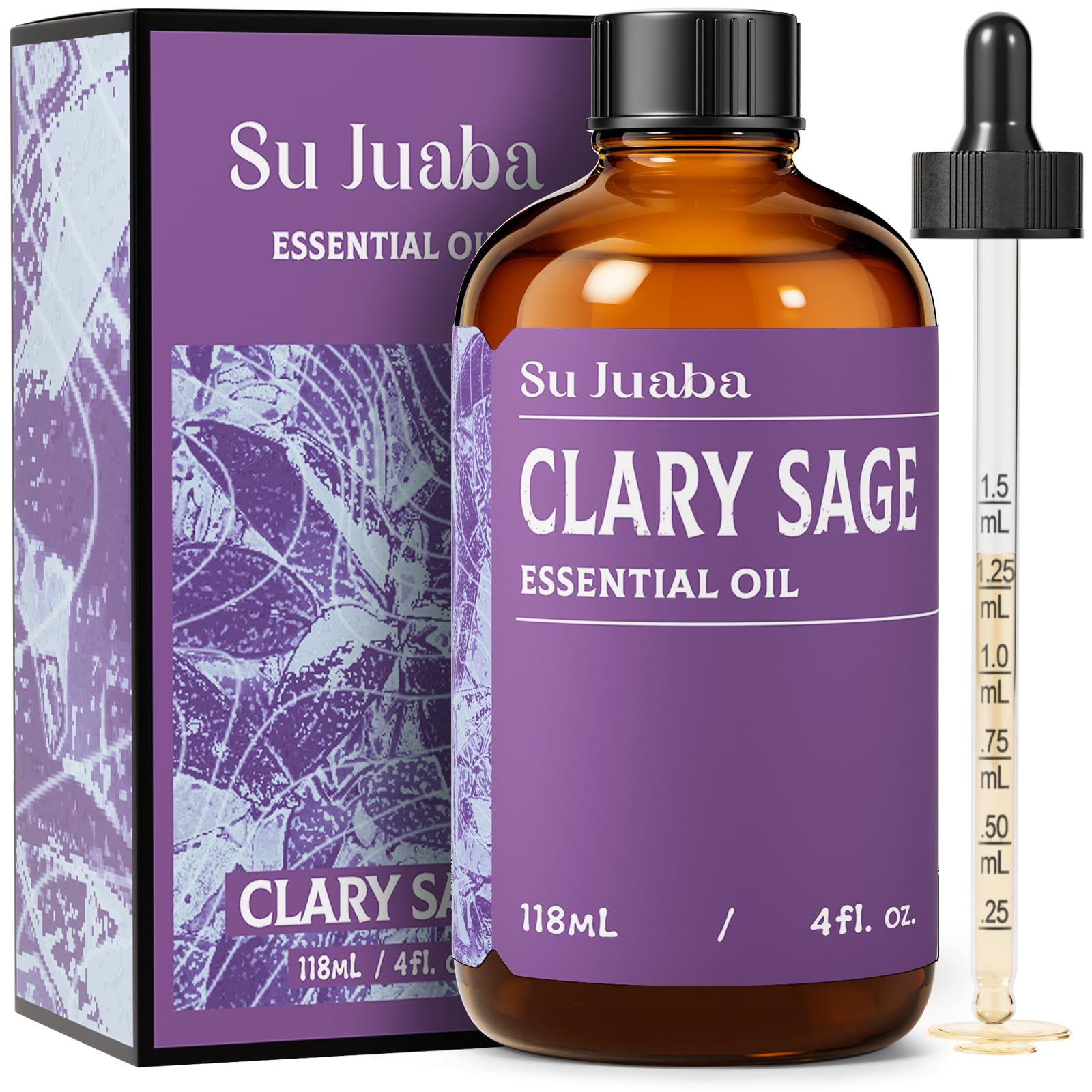 SU JUABA Clary Sage Oil bottle shown for aromatherapy and diffusion use
