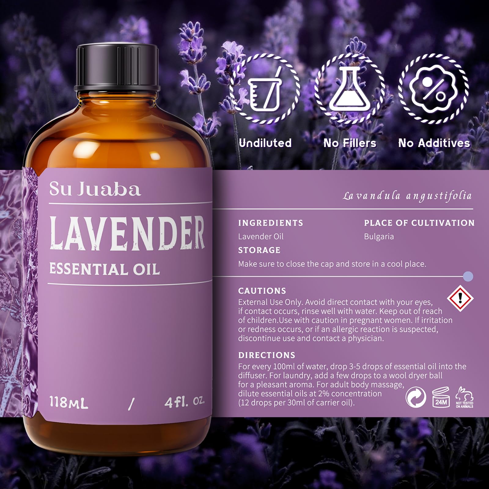 SU JUABA lavender oil with glass dropper for precise use