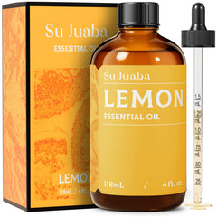 SU JUABA Lemon Essential Oil in amber bottle preserves aroma.
