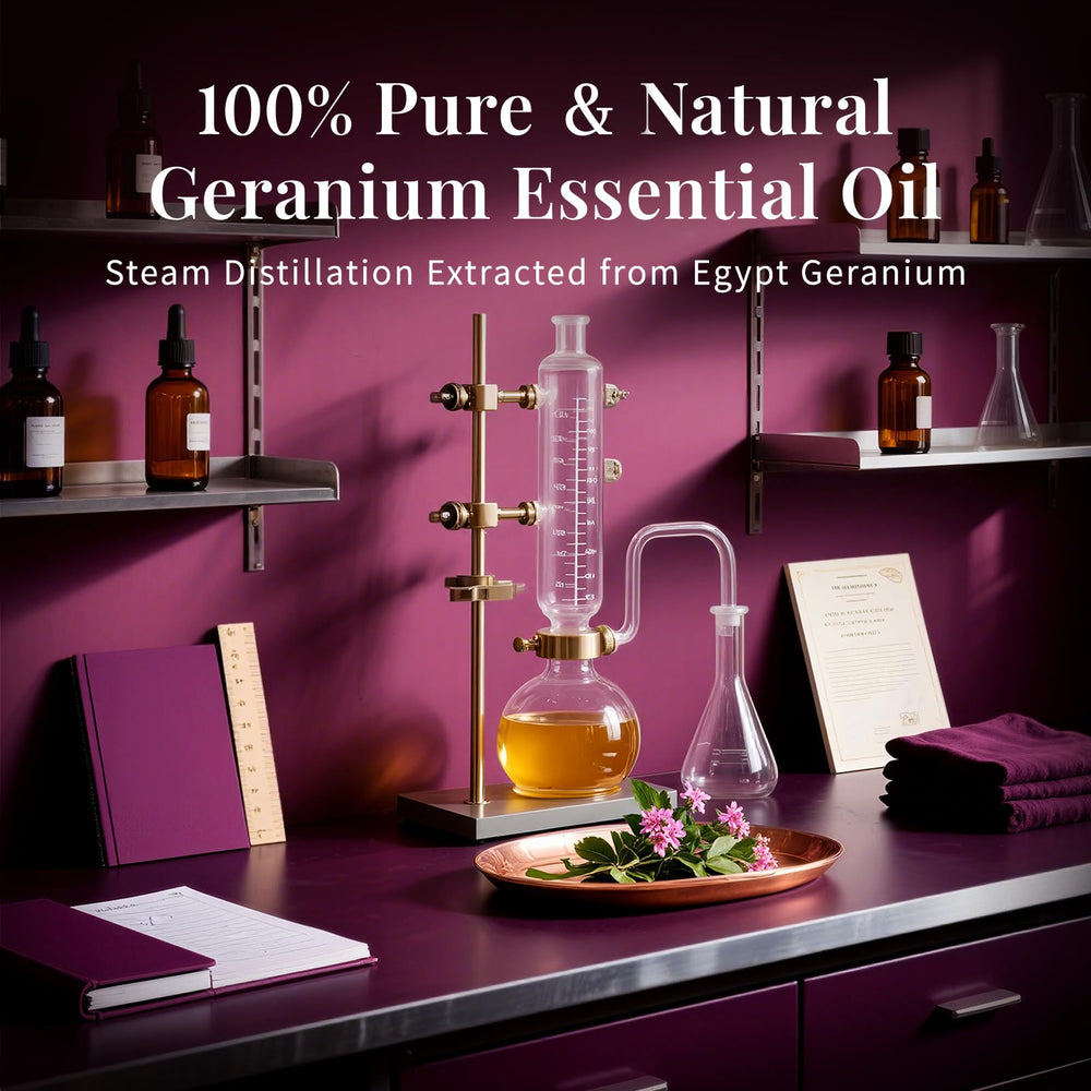 SU JUABA aceite de geranio para masaje suave y relajante.