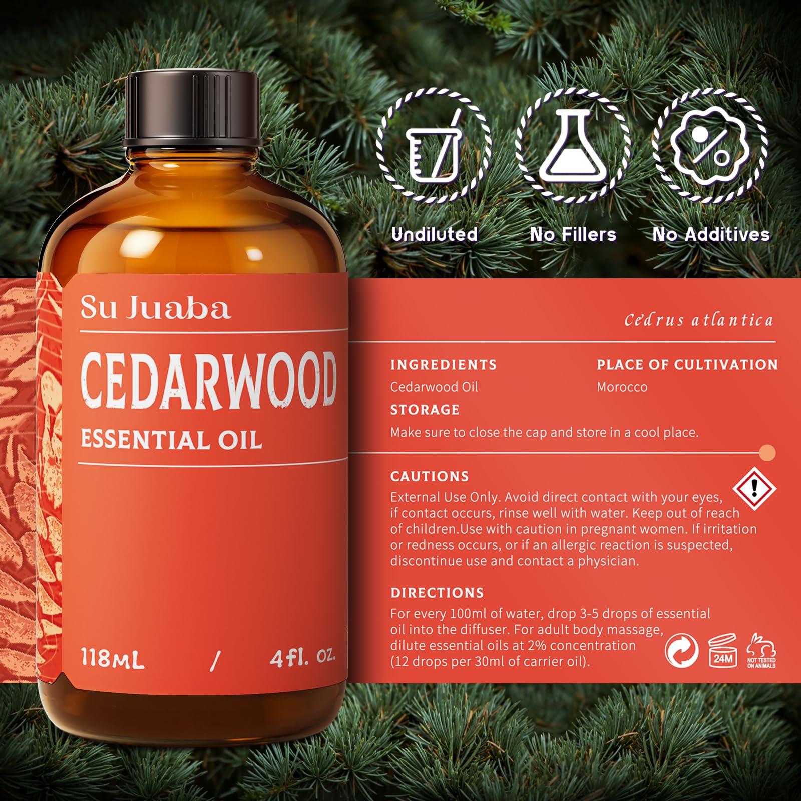 SU JUABA Relaxation scene with cedarwood diffuser.