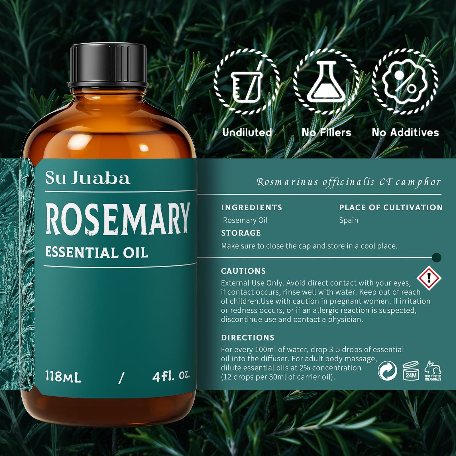 SU JUABA rosemary essential oil is ideal for DIY candles, soaps, and blends.