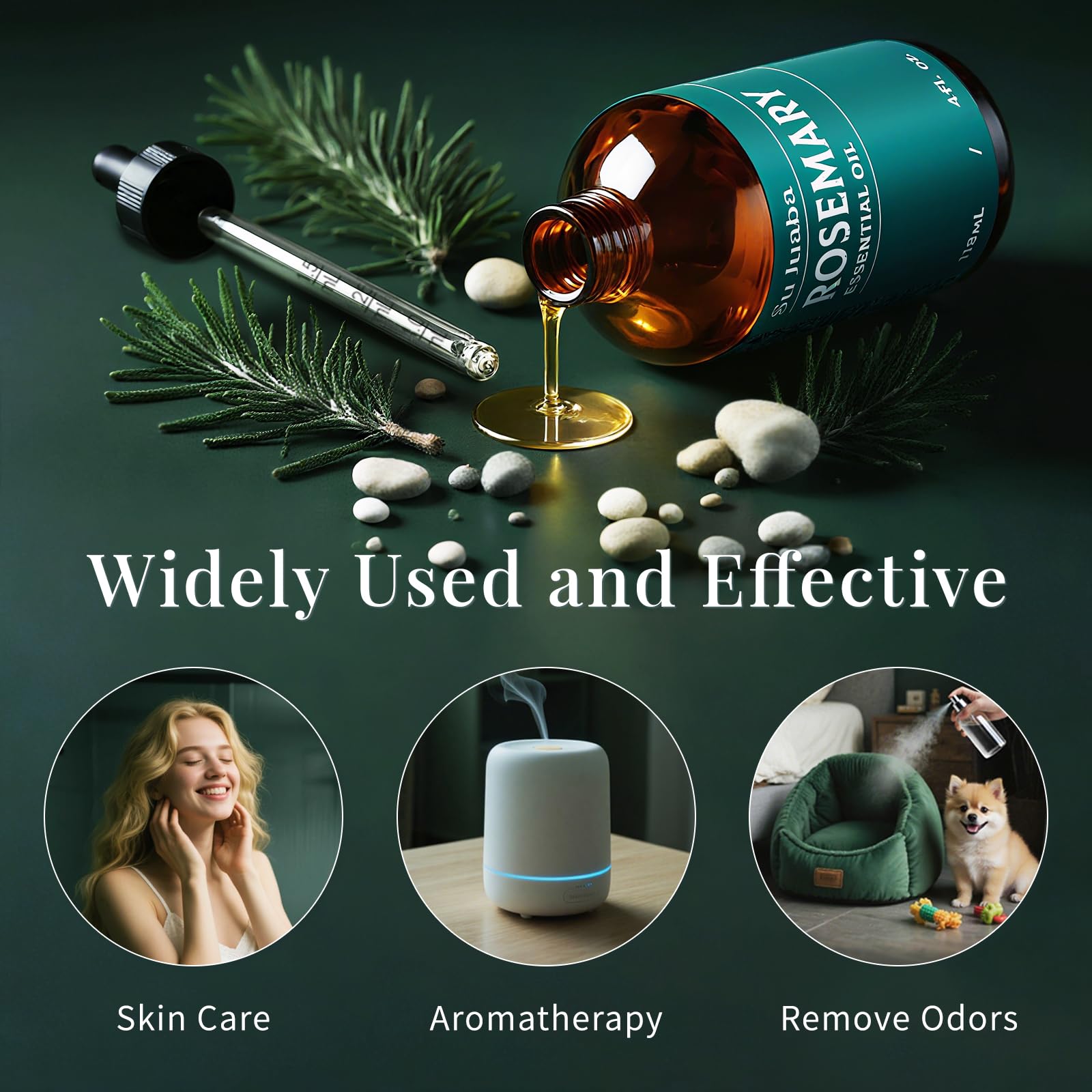 SU JUABA rosemary essential oil applied to the skin for gentle, nourishing care.
