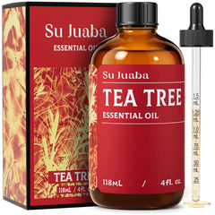 SU JUABA Tea Tree Oil bottle with dropper for precise self-care applications.
