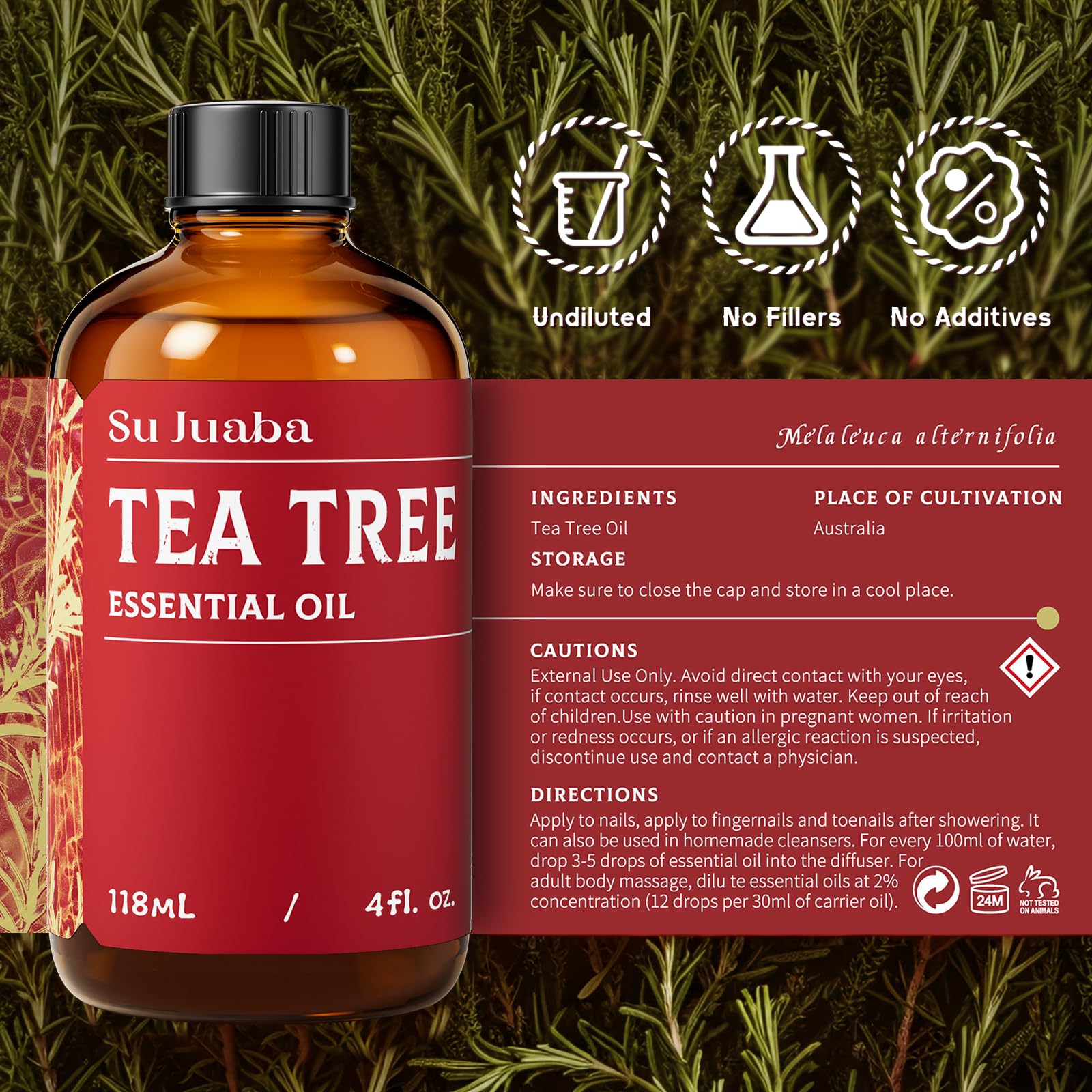 SU JUABA Tea Tree Oil relaxing room scene for aromatherapy and sleep-friendly ambiance.